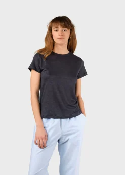 Klitmoller Collective T-shirts-Rikke linen tee - Navy Ocean