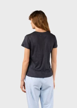 Klitmoller Collective T-shirts-Rikke linen tee - Navy Ocean
