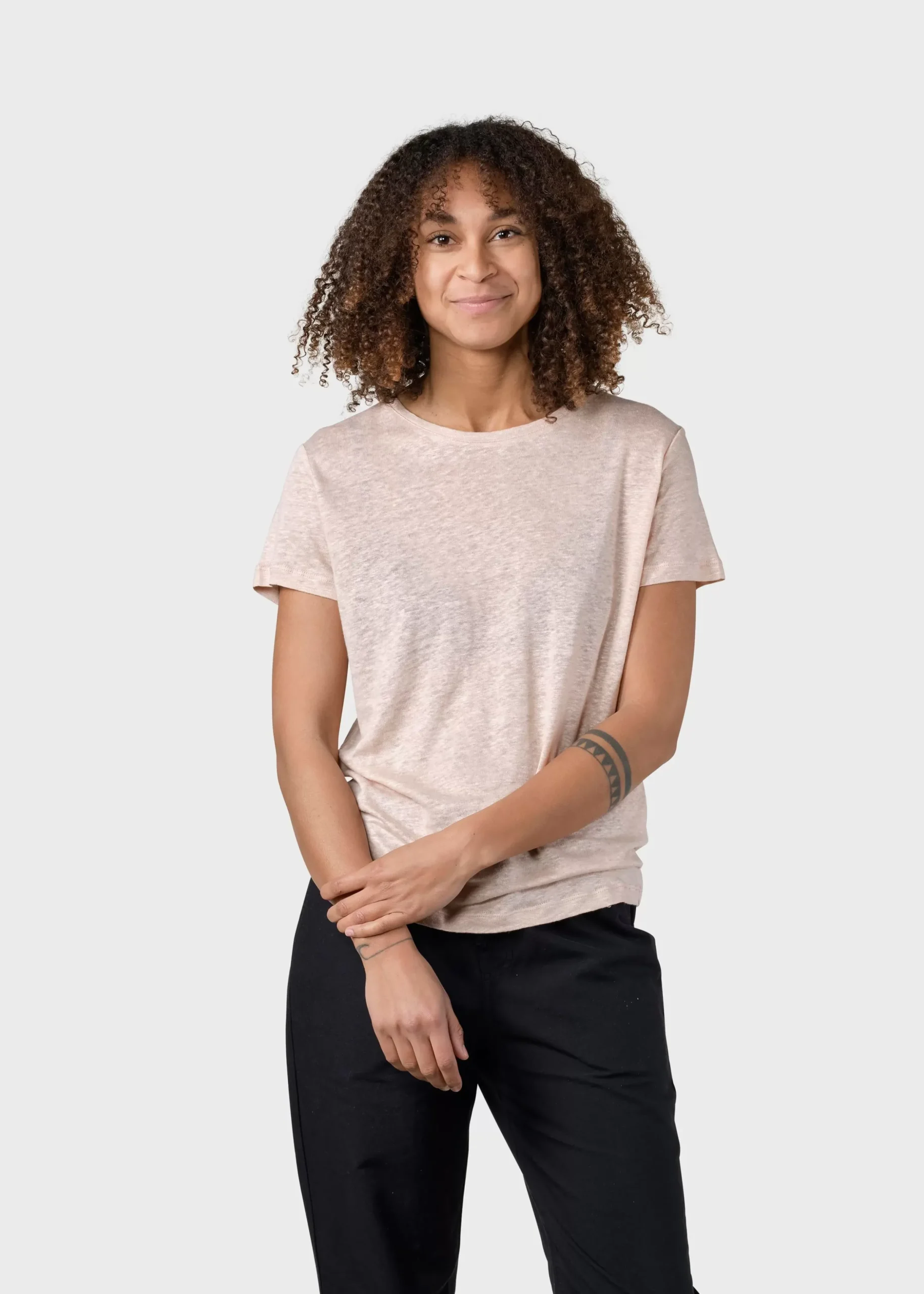 Klitmoller Collective T-shirts-Rikke linen tee - Rose Ocean