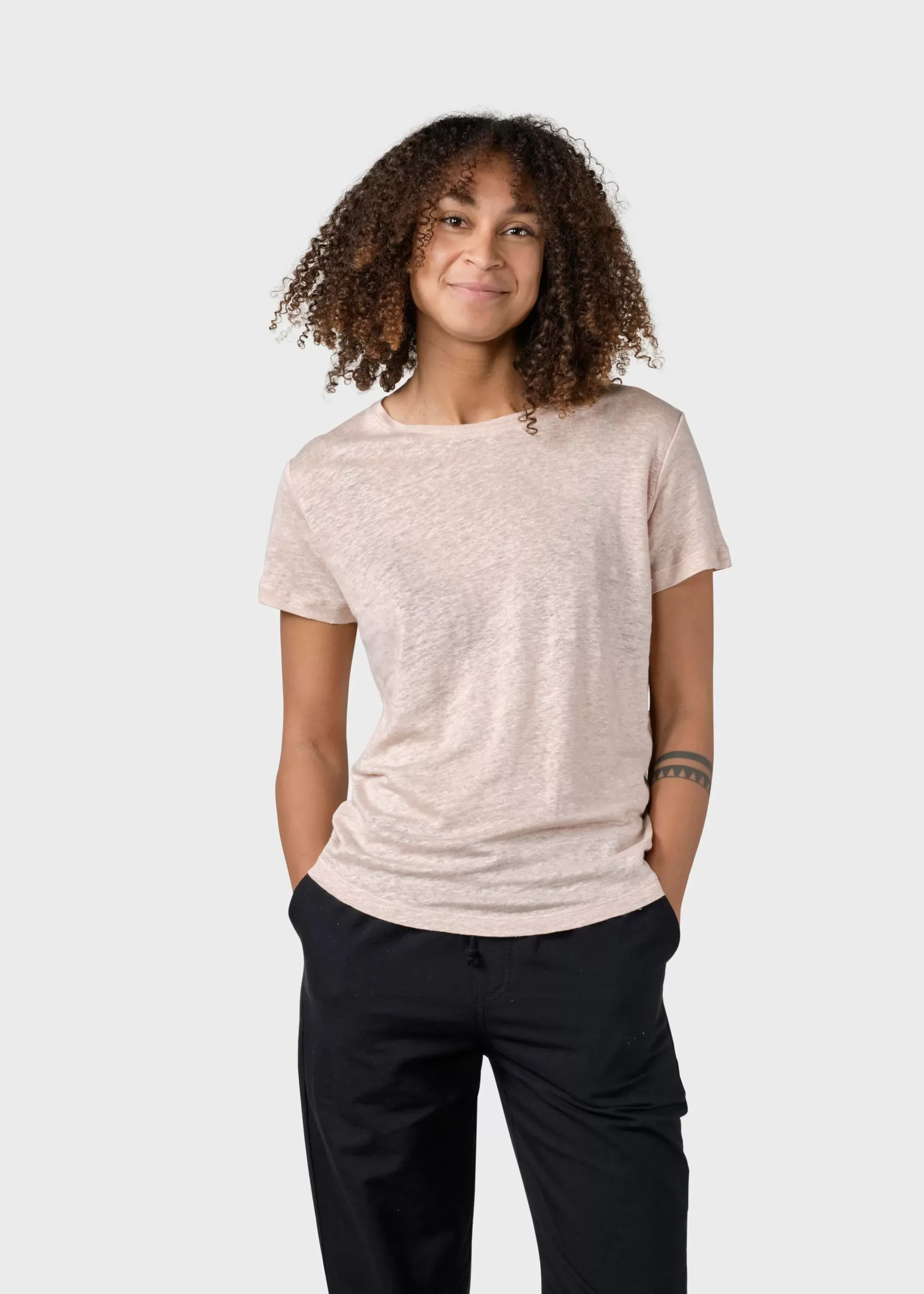 Klitmoller Collective T-shirts-Rikke linen tee - Rose Ocean