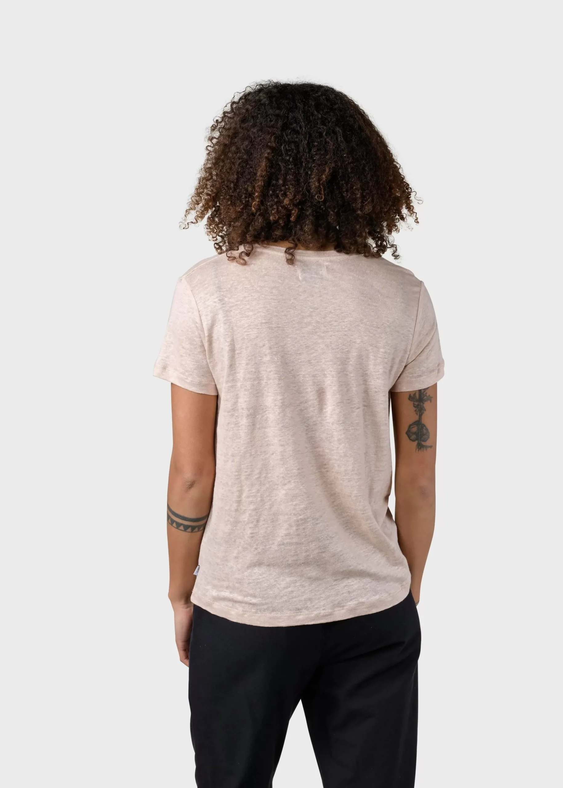 Klitmoller Collective T-shirts-Rikke linen tee - Rose Ocean