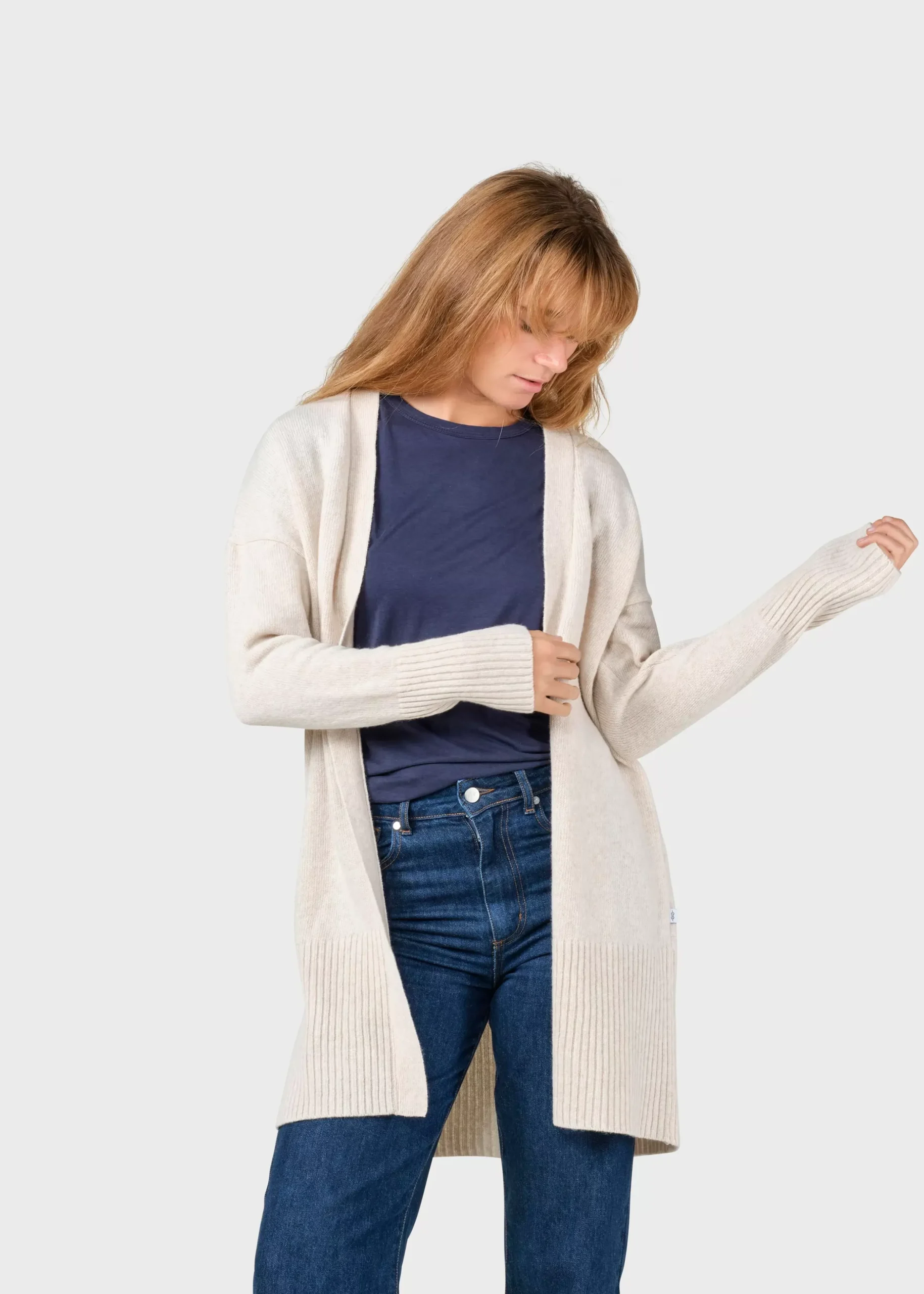 Klitmoller Collective Strick-Rosemarie knit cardigan - Pastel sand Navy
