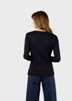 Klitmoller Collective T-shirts-Selma LS tee - Black MossGreen