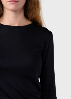 Klitmoller Collective T-shirts-Selma LS tee - Black MossGreen