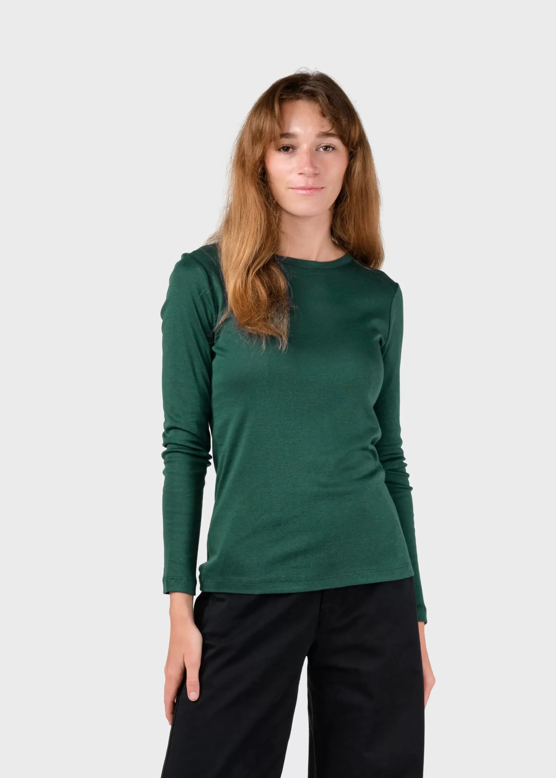 Klitmoller Collective T-shirts-Selma LS tee - Moss Green MossGreen