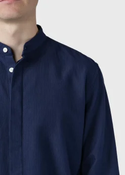 Klitmoller Collective Hemden-Simon striped shirt - White/navy/ocean overdye White/sand