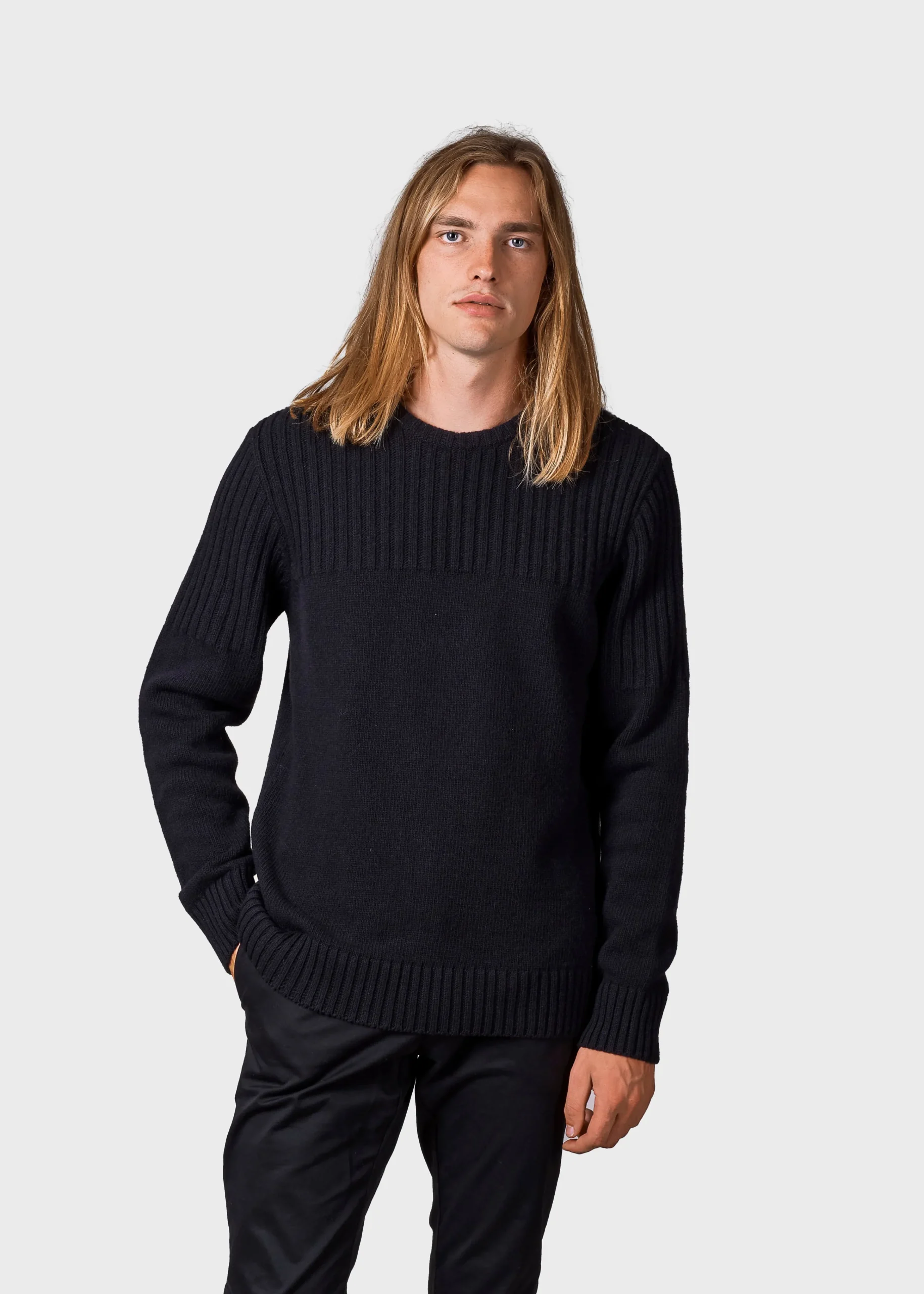 Klitmoller Collective Strick-Søren knit - Black Anthracite