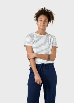 Klitmoller Collective T-shirts-Trine tee - Cream/moss green Cream/mossgreen