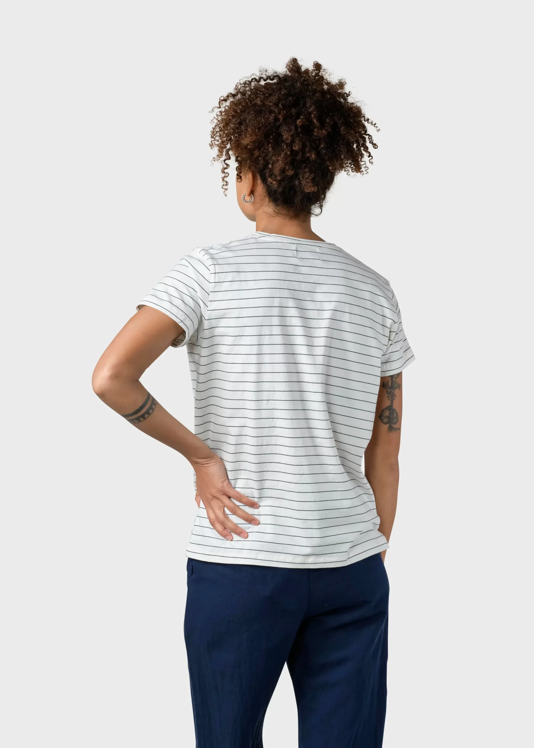 Klitmoller Collective T-shirts-Trine tee - Cream/moss green Cream/mossgreen