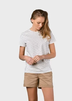 Klitmoller Collective T-shirts-Trine tee - Cream/navy Cream/mossgreen