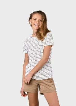 Klitmoller Collective T-shirts-Trine tee - Cream/navy Cream/mossgreen