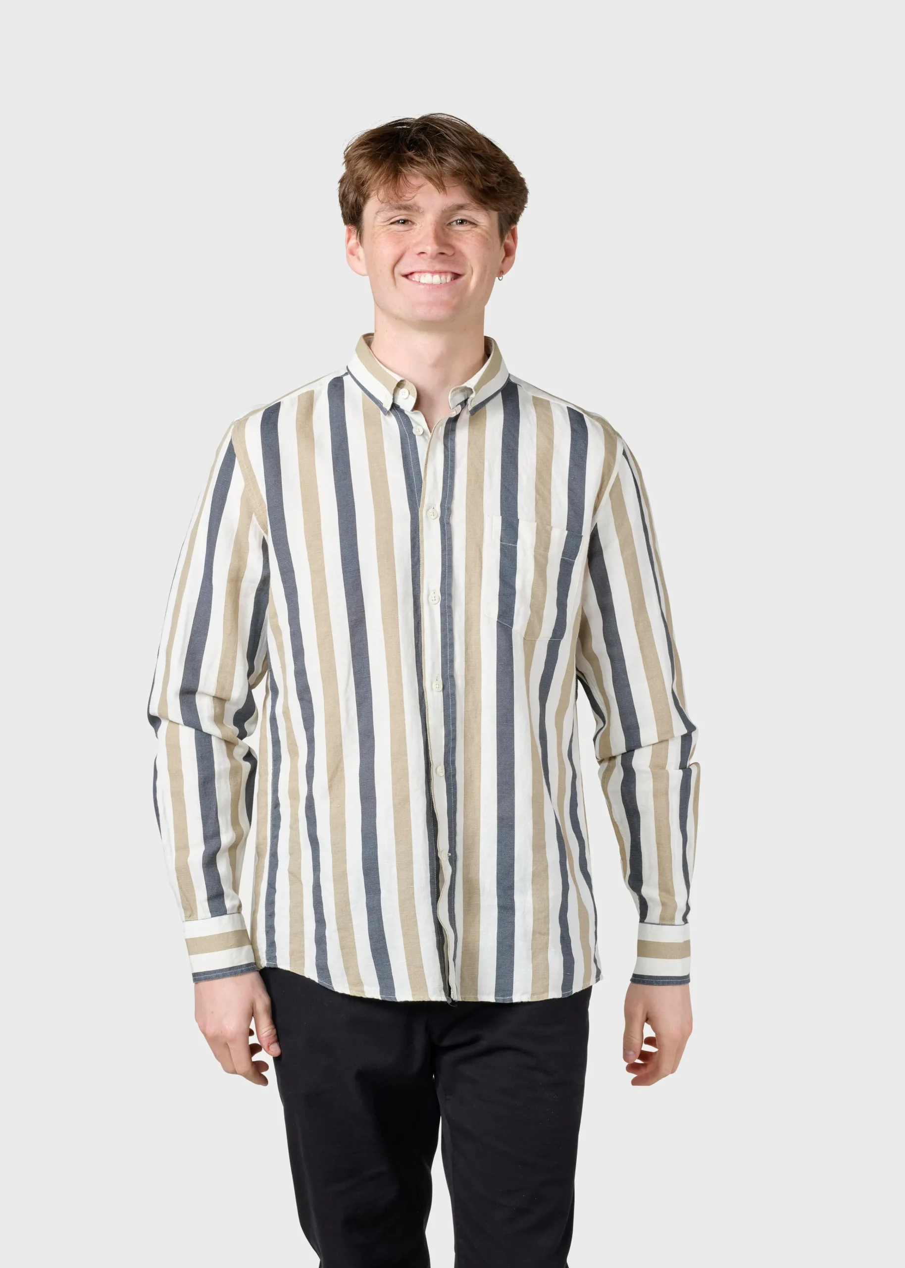 Klitmoller Collective Hemden-Valdis shirt - Navy/sand Olive/mossgreen