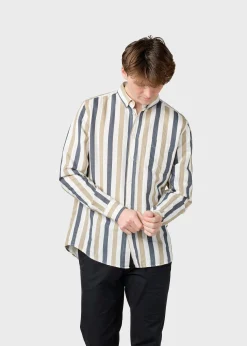 Klitmoller Collective Hemden-Valdis shirt - Navy/sand Olive/mossgreen