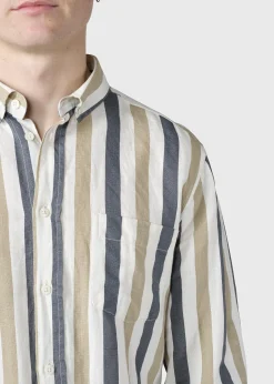 Klitmoller Collective Hemden-Valdis shirt - Navy/sand Olive/mossgreen