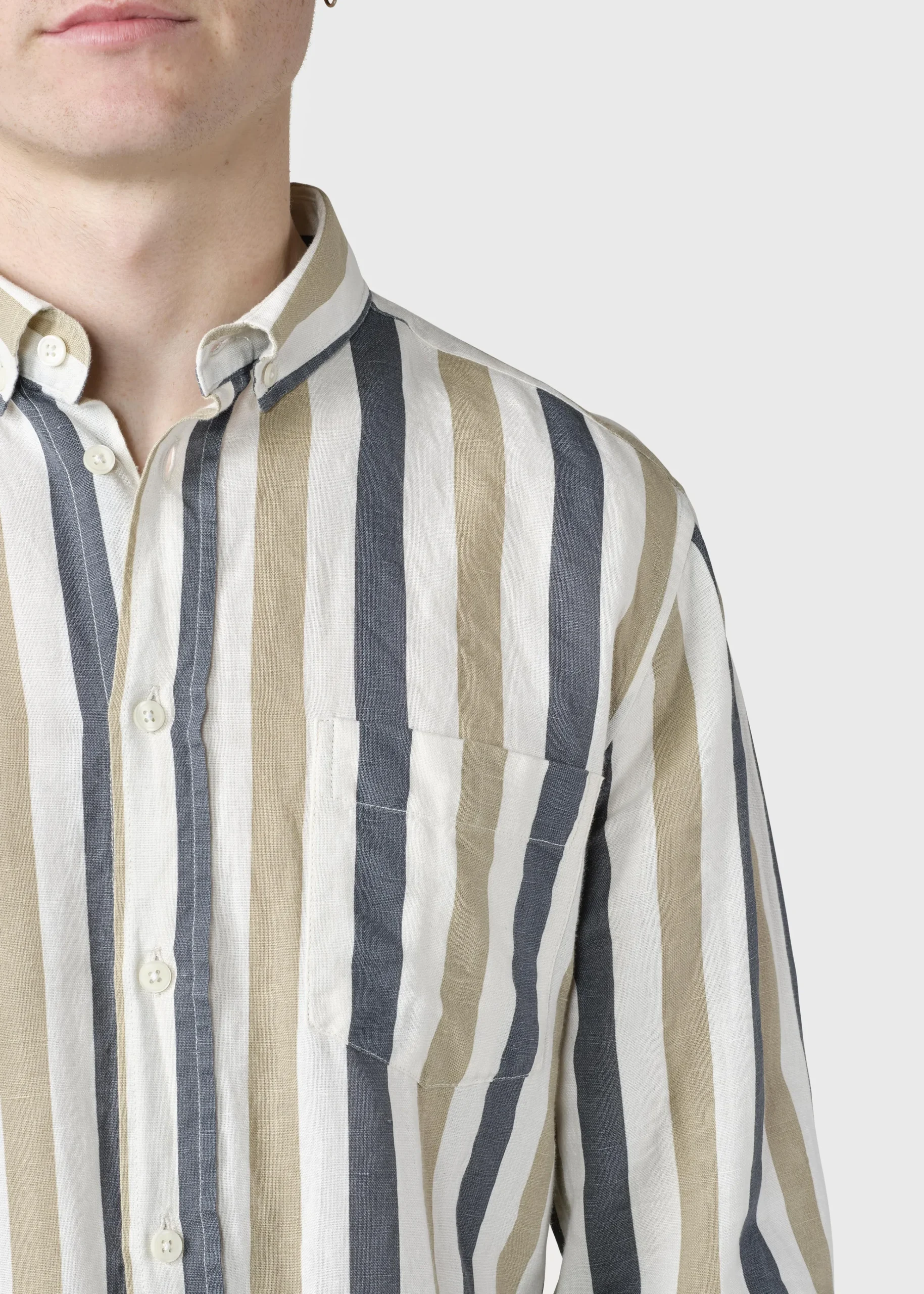 Klitmoller Collective Hemden-Valdis shirt - Navy/sand Olive/mossgreen