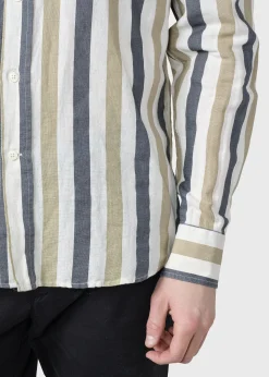 Klitmoller Collective Hemden-Valdis shirt - Navy/sand Olive/mossgreen