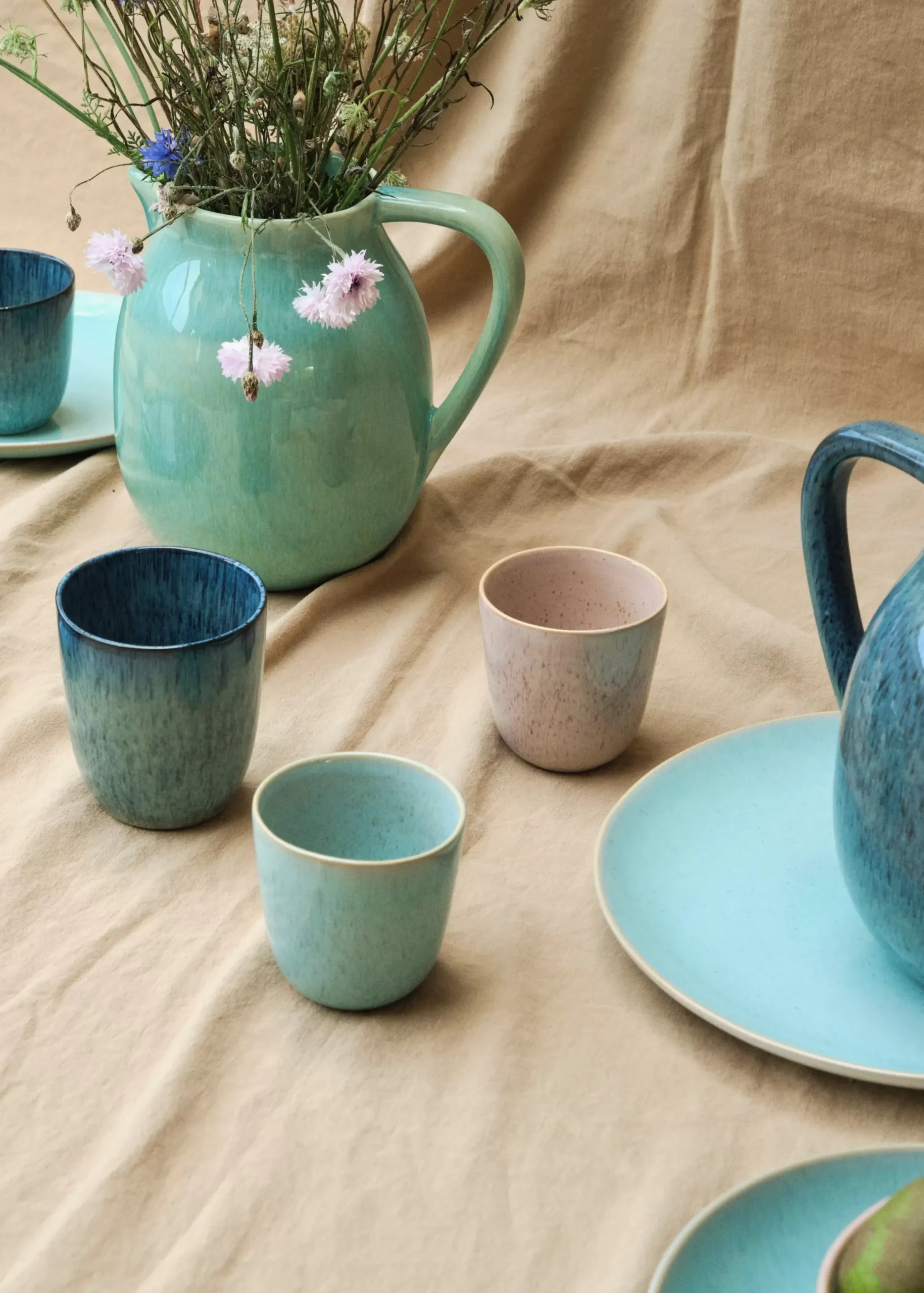 Klitmoller Collective Keramik-Water jug - Turqouise Concrete