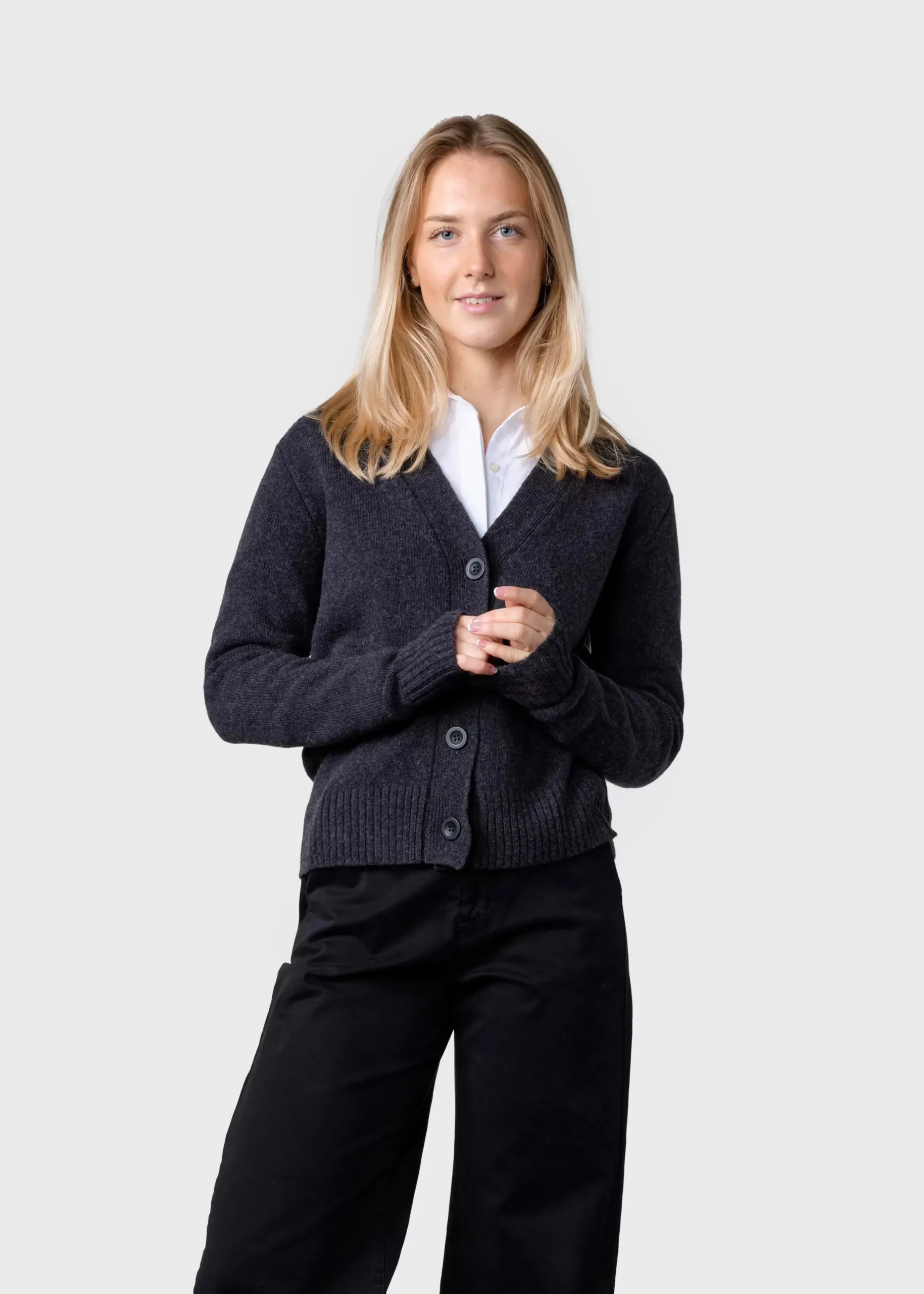 Klitmoller Collective Strick-Wilma knit cardigan - Anthracite Black