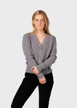 Klitmoller Collective Strick-Wilma knit cardigan - Light grey Black