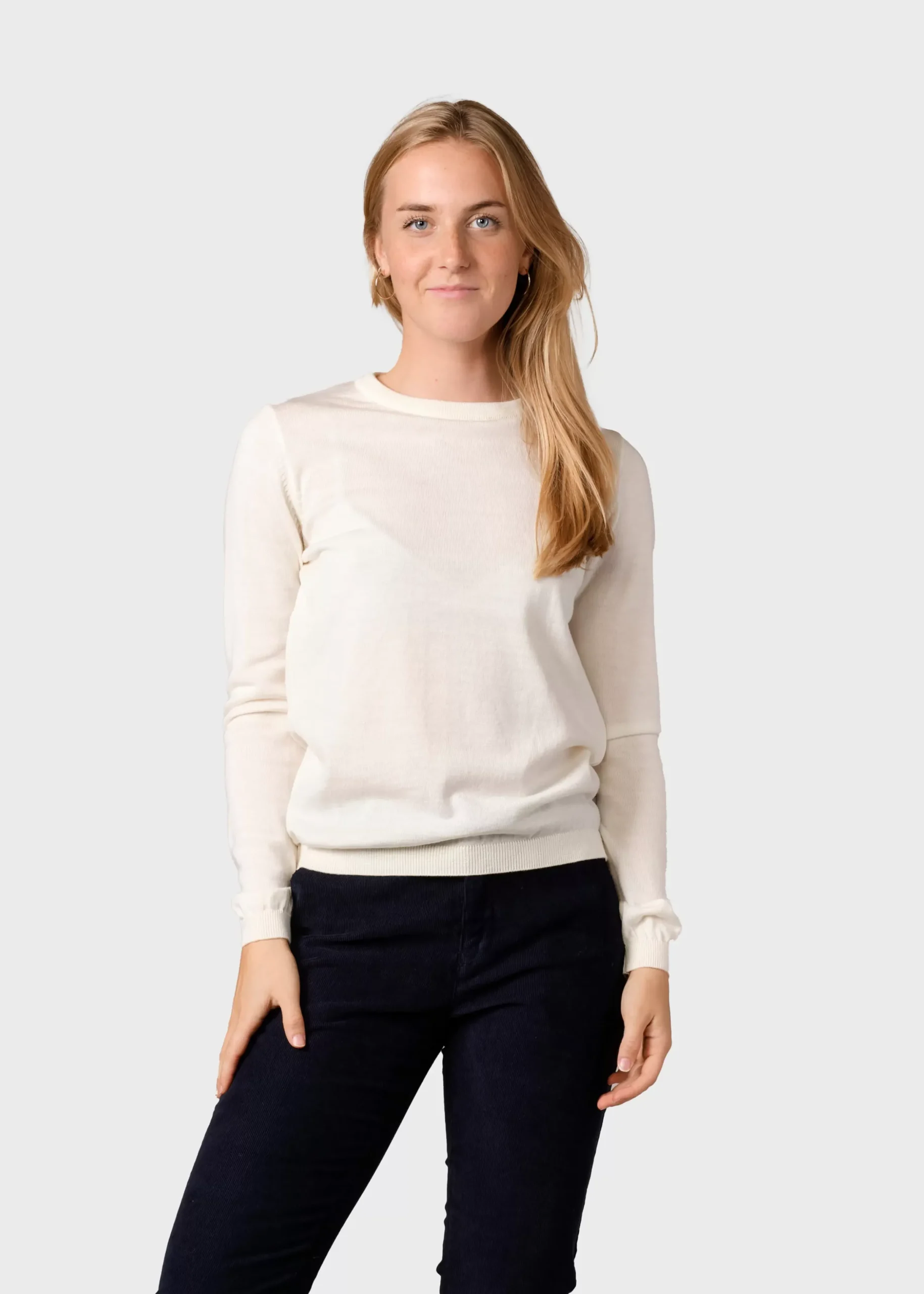 Klitmoller Collective Strick-Womens basic merino knit - Cream Ocean