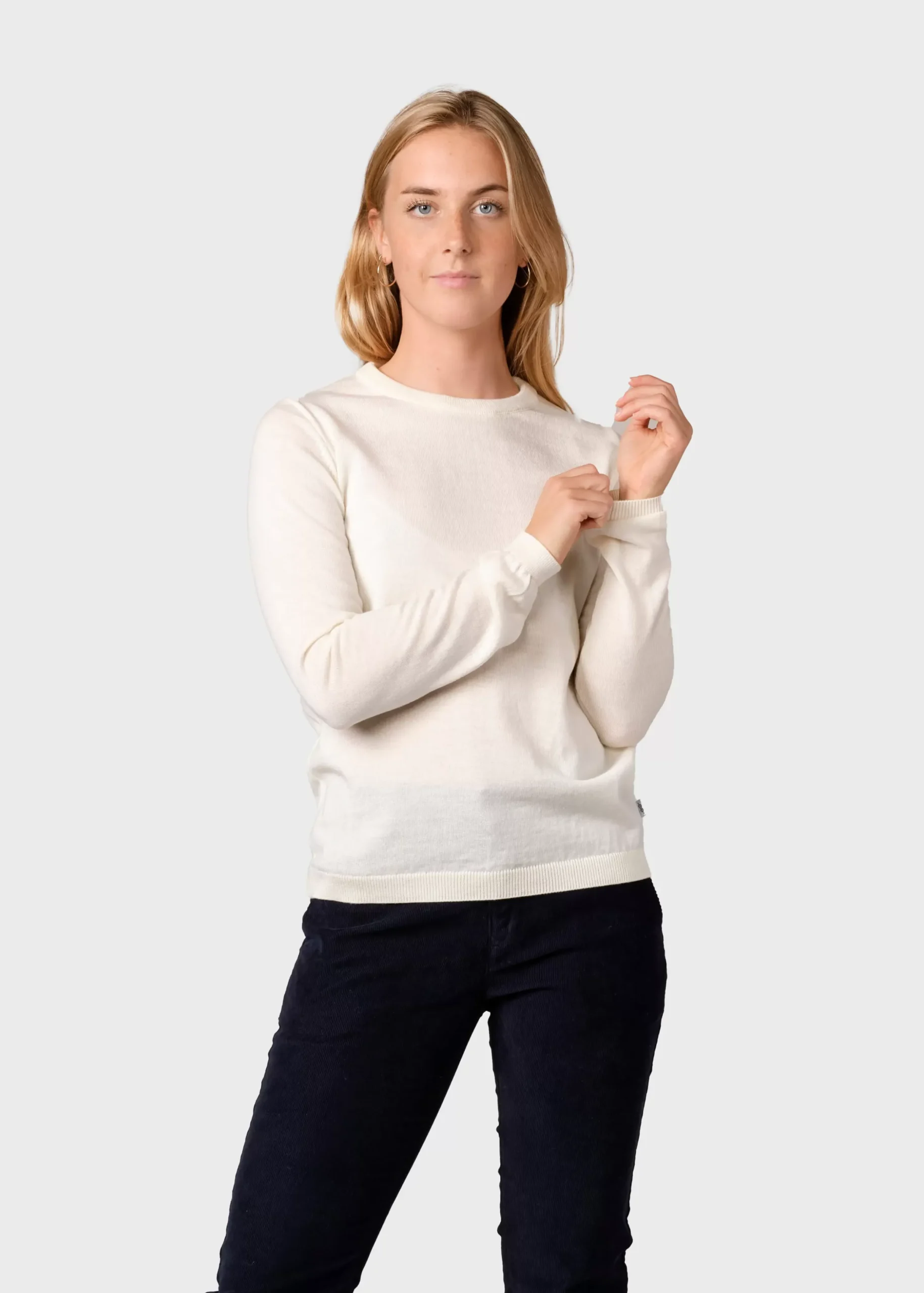 Klitmoller Collective Strick-Womens basic merino knit - Cream Ocean