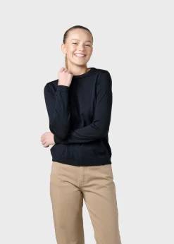 Klitmoller Collective Strick-Womens basic merino knit - Black Ocean