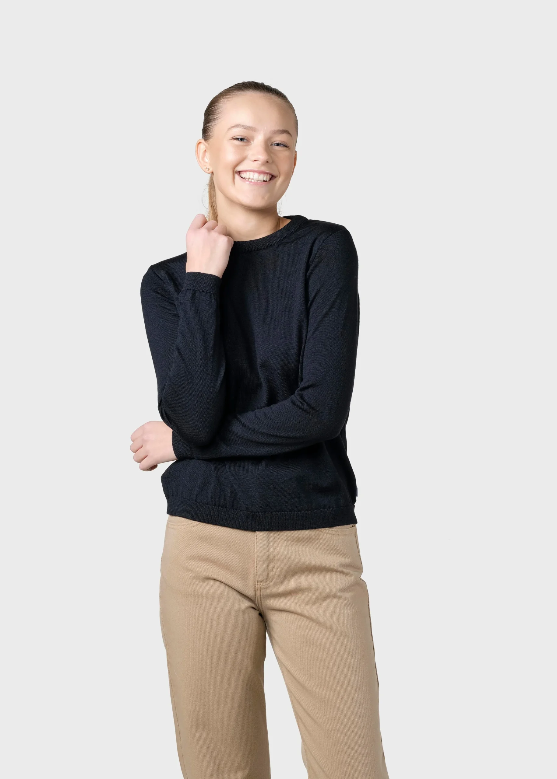 Klitmoller Collective Strick-Womens basic merino knit - Black Ocean