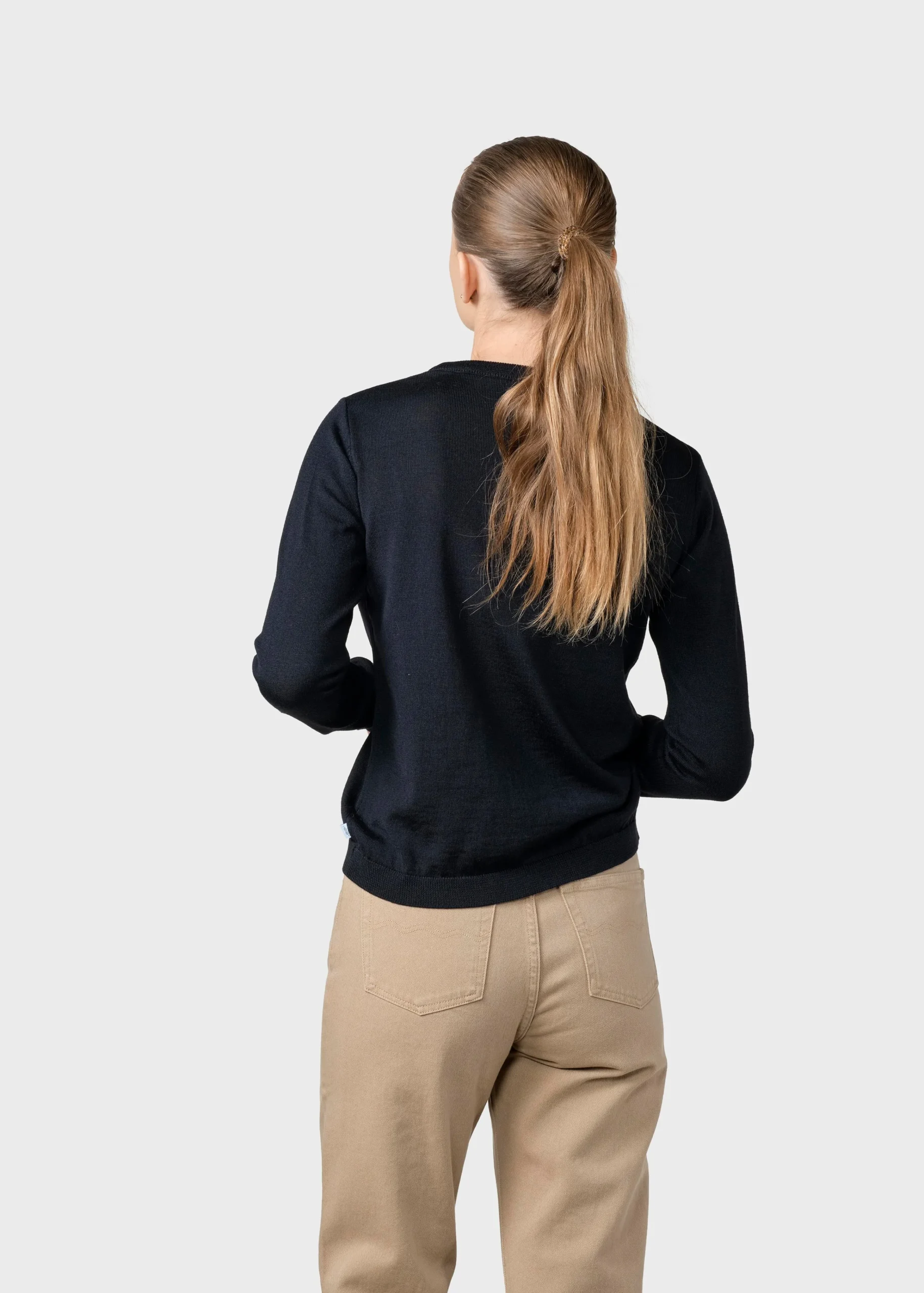 Klitmoller Collective Strick-Womens basic merino knit - Black Ocean