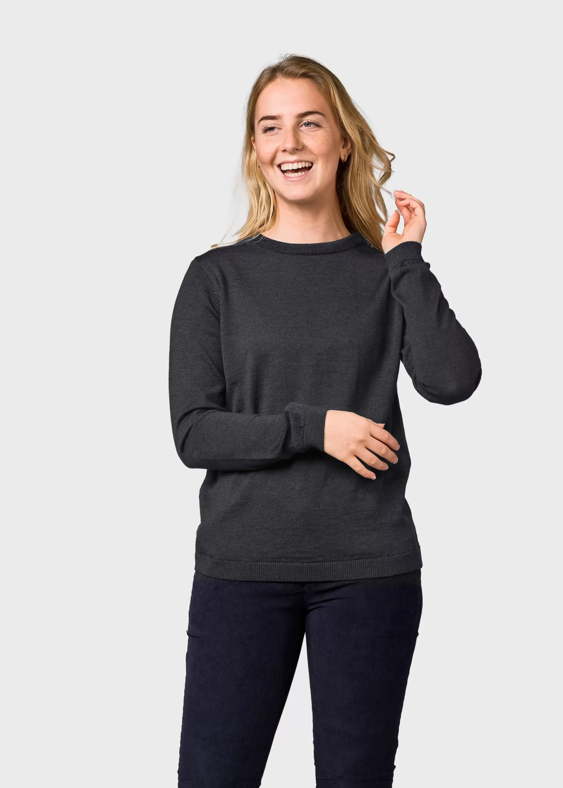 Klitmoller Collective Strick-Womens basic merino knit - Anthracite Ocean