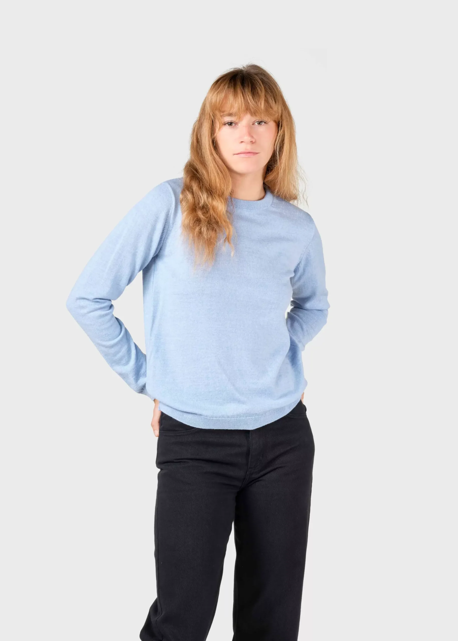 Klitmoller Collective Strick-Womens basic merino knit - Light blue Ocean