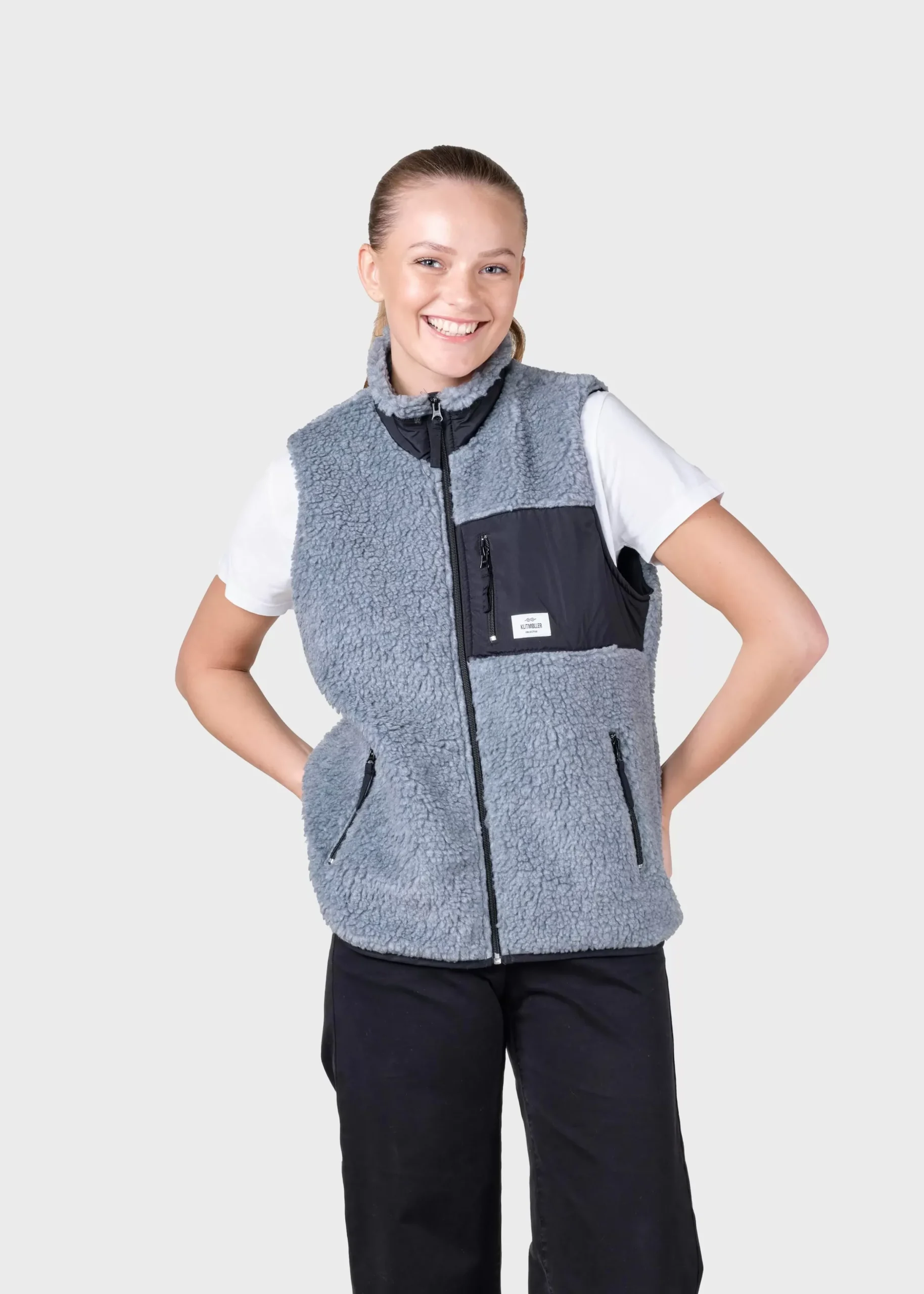 Klitmoller Collective Jacken-Womens fleece vest - Pastel grey Black