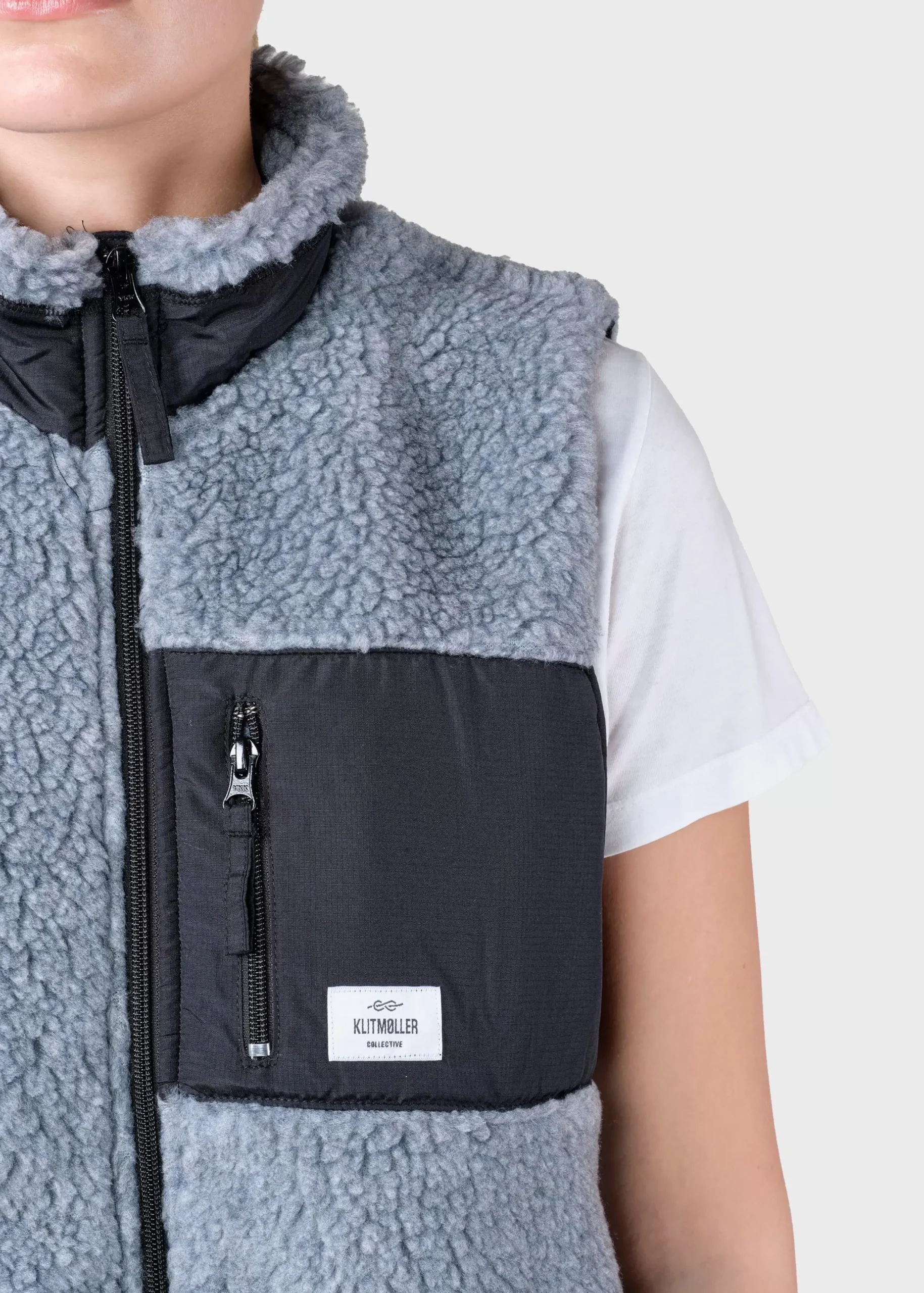 Klitmoller Collective Jacken-Womens fleece vest - Pastel grey Black