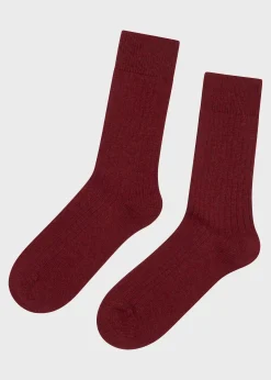 Klitmoller Collective Accessories-Wool sock - Clay red Navy